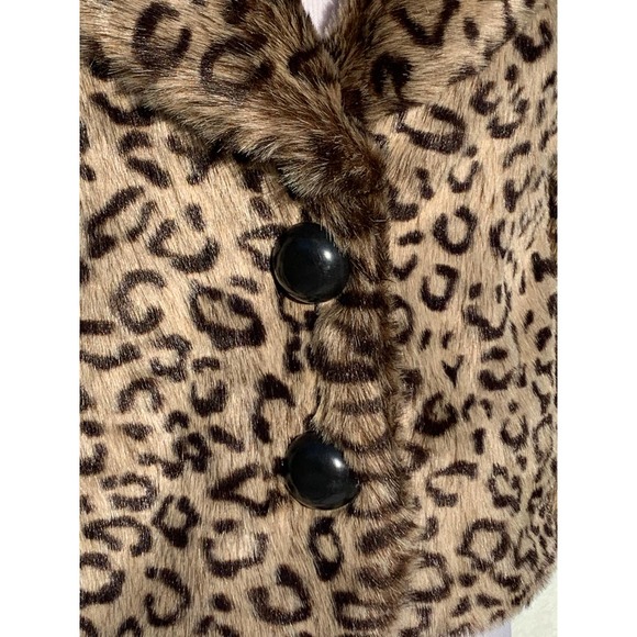 Faux Fur Plush Leopard Coat Fall Winter Retro 50s 60s Rockabilly Punk Glam Goth - Picture 5 of 10